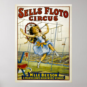 Affiche Vente Floto Circus - M'lle Beeson - Vénus à haut f