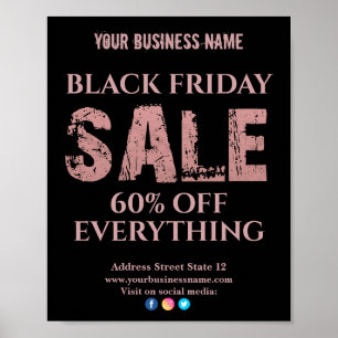 Affiche Vente Rose or Typographie