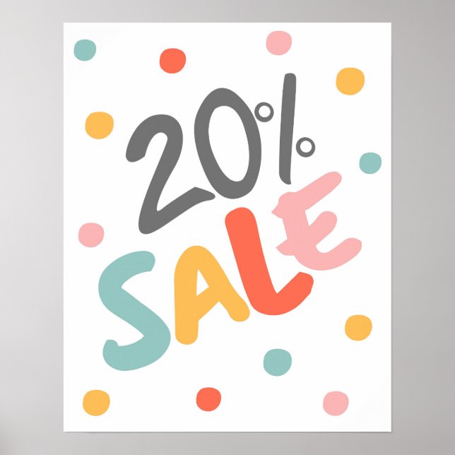 Affiche Vente Signal 20% De Réduction, Vente Boutique Sign (Devant)