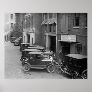 Affiche Ventes et service automobiles, 1926. Photo ancienn