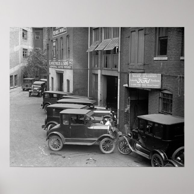Affiche Ventes et service automobiles, 1926. Photo ancienn (Devant)