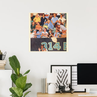 Affiche Ventilateurs de baseball vintage de sport observen