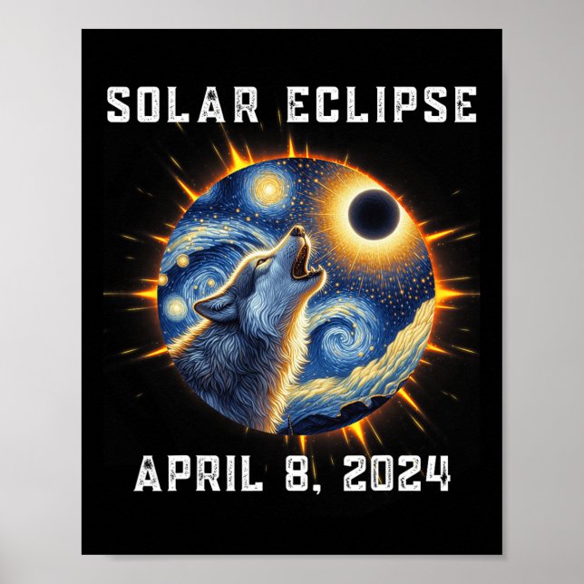 Affiche Ventilateurs de loup Totalité Solaire Eclipse 2024 (Devant)