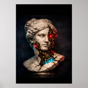 Affiche Vénus mécanique : Art de statue cyberpunk