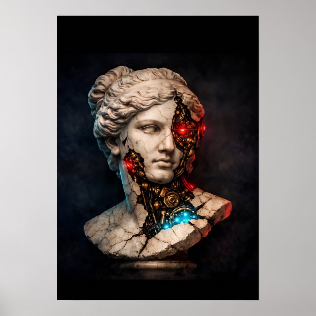 Affiche Vénus mécanique : Art de statue cyberpunk (Devant)