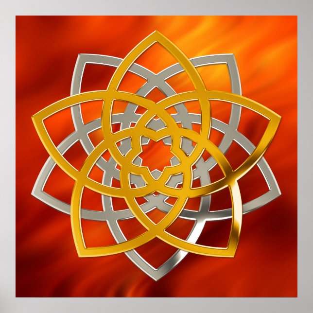 Affiche Venusblume Duo Gold Silver | vagues rouges du feu (Devant)