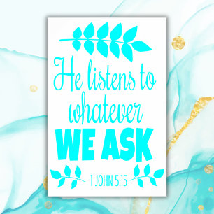 Affiche Verbe biblique turquoise   Papier lourd d'archivag