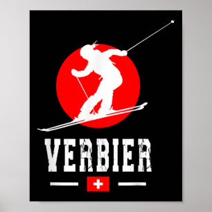 Affiche Verbier Station de ski Alpes Montagnes suisses Sui
