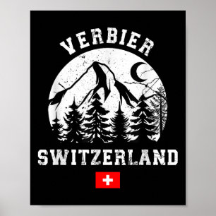 Affiche Verbier Suisse Station de ski Alpes Ski alpin