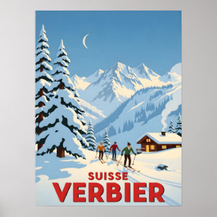 Affiche Verbier, Suisse - Station de ski alpine