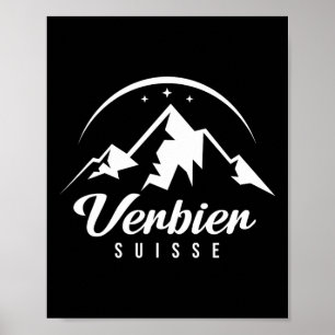 Affiche Verbier Suisse Station de ski Ski Snowboard