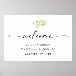Affiche Verdure Aquarelle Bienvenue À Notre Signe Mariage