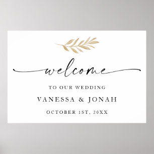 Affiche Verdure Aquarelle Bienvenue À Notre Signe Mariage