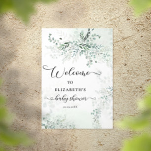 Affiche Verdure Aquarelle Eucalyptus Baby shower Bienvenue