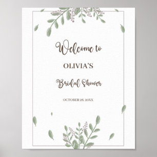 Affiche Verdure Aquarelle Fête des mariées Florale Bienven