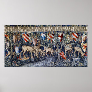 Affiche Verdure avec cerfs et boucliers, William Morris
