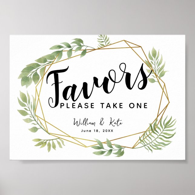 Affiche verdure cristal vert Favors signe fête/mariage (Devant)