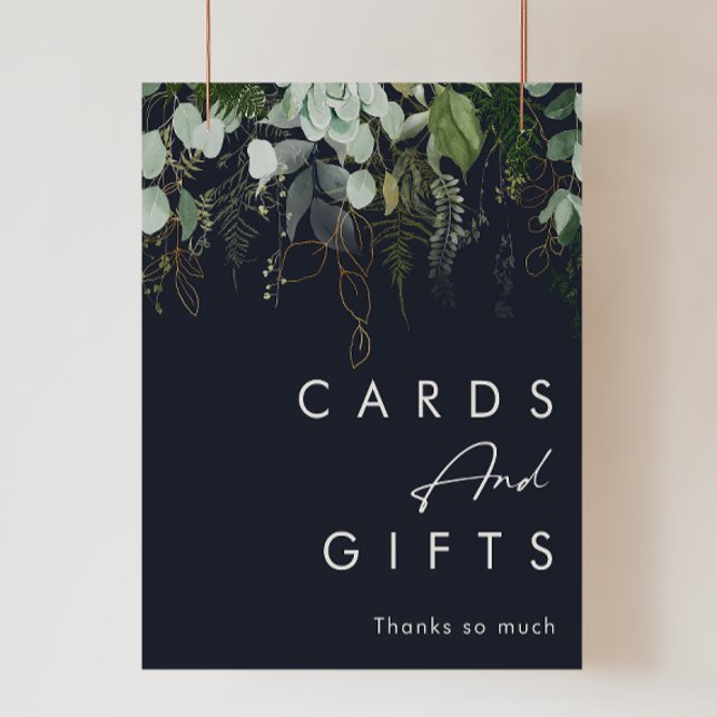 Affiche Verdure et Feuille d'Or | Cartes et Cadeaux Bleu M (Créateur téléchargé)