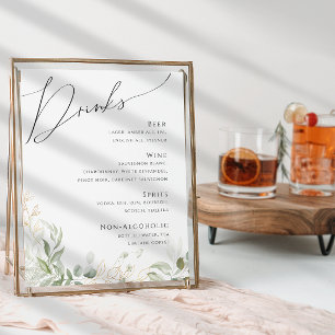 Affiche Verdure et or   Menu Boissons Mariages