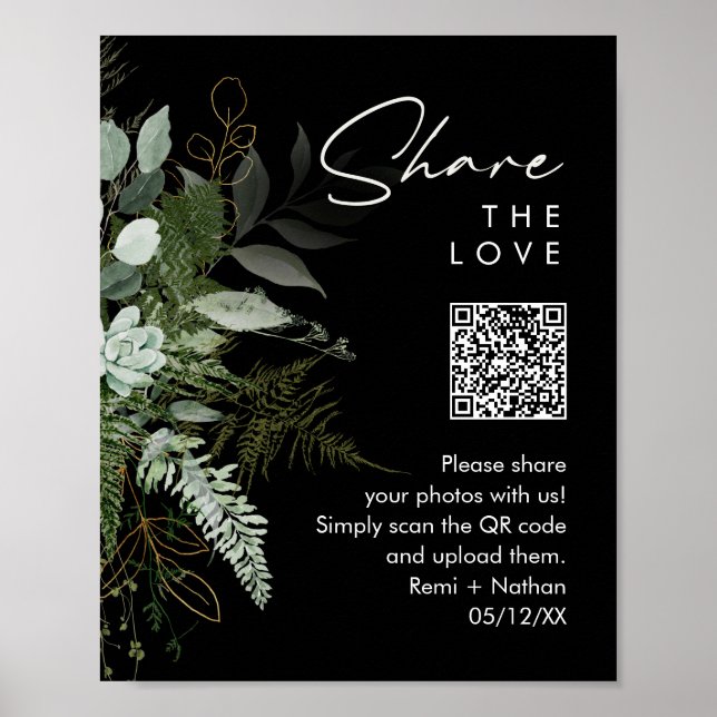 Affiche Verdure et or | Partagez vos photos Code QR Signer (Devant)