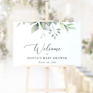 Affiche Verdure, Eucalyptus Feuilles, Baby shower Bienvenu