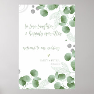 Affiche Verdure Eucalyptus Feuilles bienvenue à notre Mari