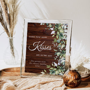 Affiche Verdure Floral Rustique Bois Combien de Baisers Pa