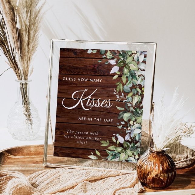 Affiche Verdure Floral Rustique Bois Combien de Baisers Pa (Créateur téléchargé)