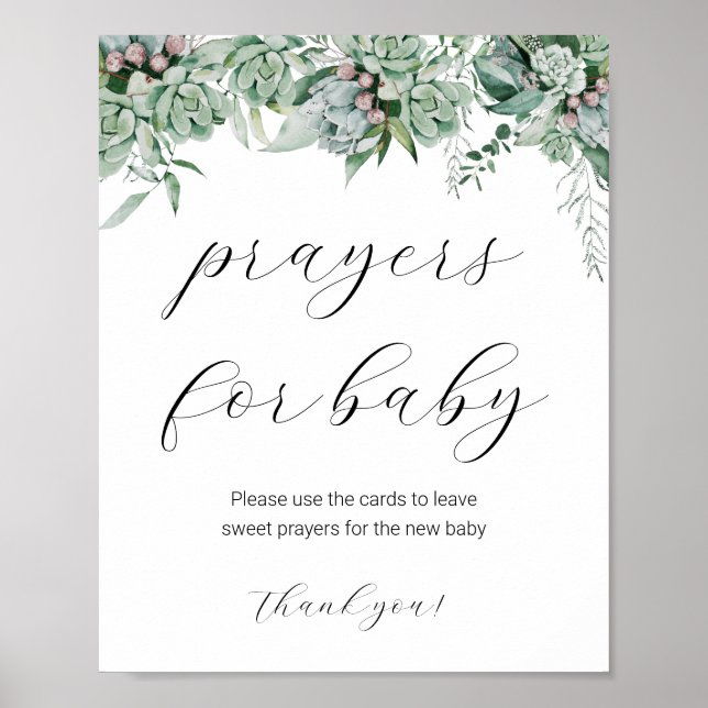 Affiche Verdure succulente et eucalyptus pour bébé (Devant)