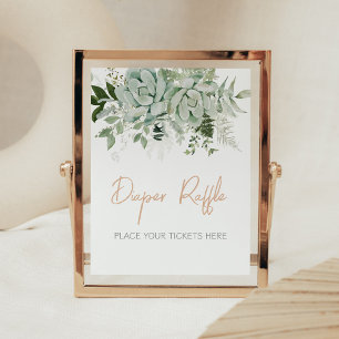 Affiche Verdure Succulents Baby shower Déchets Raffle