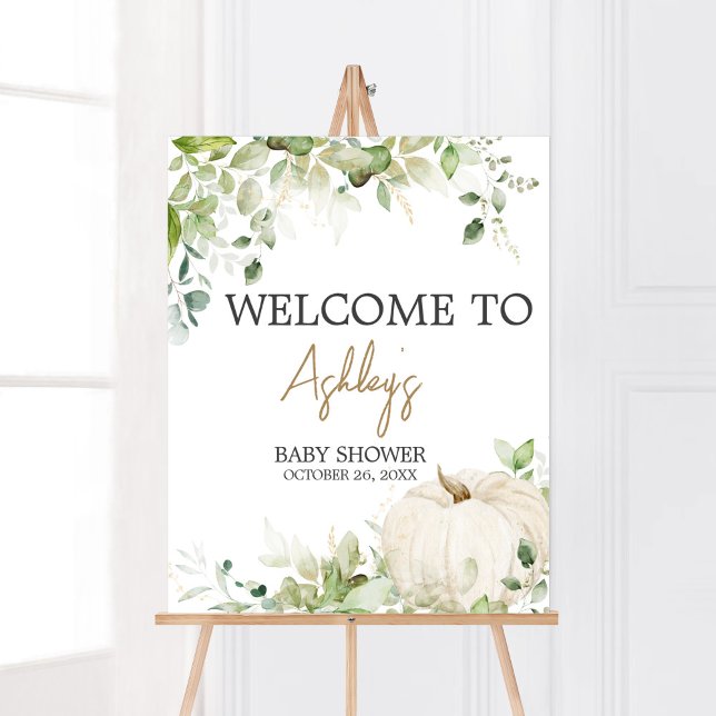 Affiche Verdure Un Baby shower D'Accueil Un Peu Citrouille (Autumn Pumpkin Baby Shower Welcoem Sign)