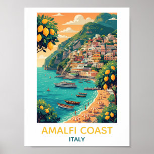 Affiche Verger de citrons vintage de la côte d'Amalfi Ital