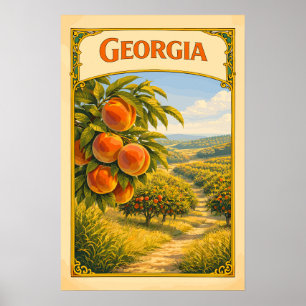 Affiche Verger de pêchers vintage de Géorgie