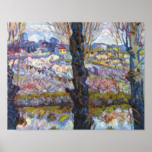 Affiche Verger en fleurs avec peupliers de Vincent Van Gog