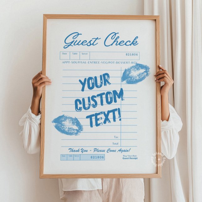 Affiche Vérification personnalisée de l'invité - Devis per (Custom Guest Check – Personalized Quote Blue Poster)