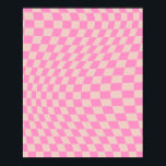 Affiche Vérifier La Pêche Motif Et Le Panneau De Contrôle<br><div class="desc">Retro À damiers motif - pêche et rose tordu chèque / ondulé et déformé damier.</div>