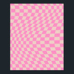 Affiche Vérifier La Pêche Motif Et Le Panneau De Contrôle<br><div class="desc">Retro À damiers motif - pêche et rose tordu chèque / ondulé et déformé damier.</div>