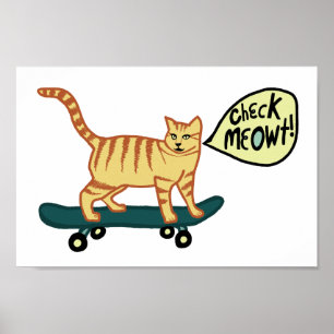 Affiche Vérifier Meowt Punny Skateboard Tabby Cat