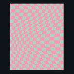 Affiche Vérifier Motif Mint Vert Et Rose Checkerboard<br><div class="desc">Retro À damiers motif - menthe vert et rose tordu chèque / ondulé et dépoli damier.</div>
