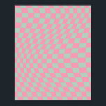 Affiche Vérifier Motif Mint Vert Et Rose Checkerboard<br><div class="desc">Retro À damiers motif - menthe vert et rose tordu chèque / ondulé et dépoli damier.</div>