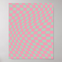 Vérifier Motif Mint Vert Et Rose Checkerboard