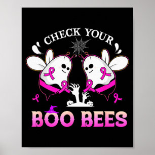Affiche Vérifiez Vos Abeilles Boo Drôles Cancer du Sein Ha