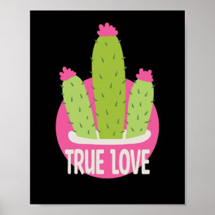 Affiche Véritable amour Kawaii cactus vert et rose