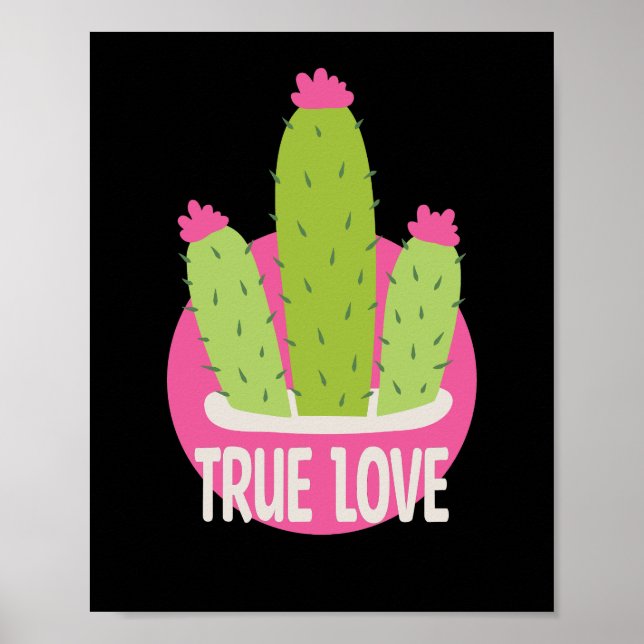 Affiche Véritable amour Kawaii cactus vert et rose (Devant)