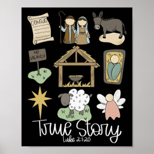 Affiche Véritable histoire Noël rétro Christian Religious