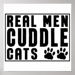 Affiche Véritable Homme Cuddle Chats - Drôle Chats Drôle D