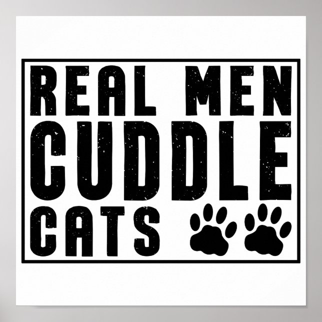 Affiche Véritable Homme Cuddle Chats - Drôle Chats Drôle D (Devant)
