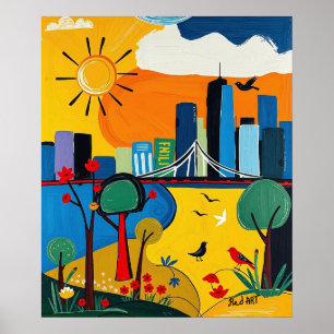 Affiche Véritable paysage urbain et nature