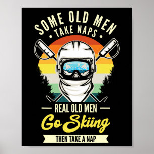 Affiche Véritable Vieux Hommes Aller Skier Drôle Amateurs 