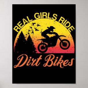 Affiche Véritables Filles Ride Dirt Vélos Motocross Sunset